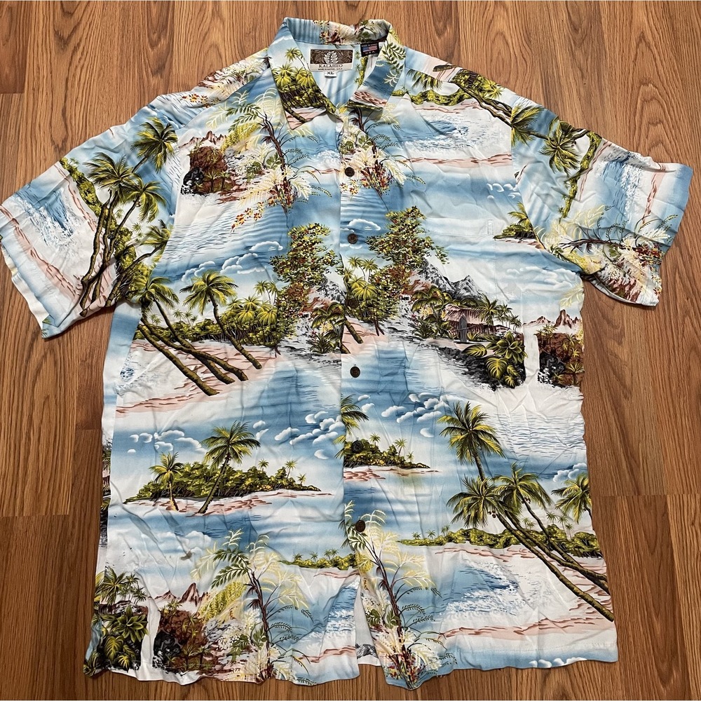 Kalaheo Hawaiian Shirt Mens Extra Large Tropical Aloha Palm Tree